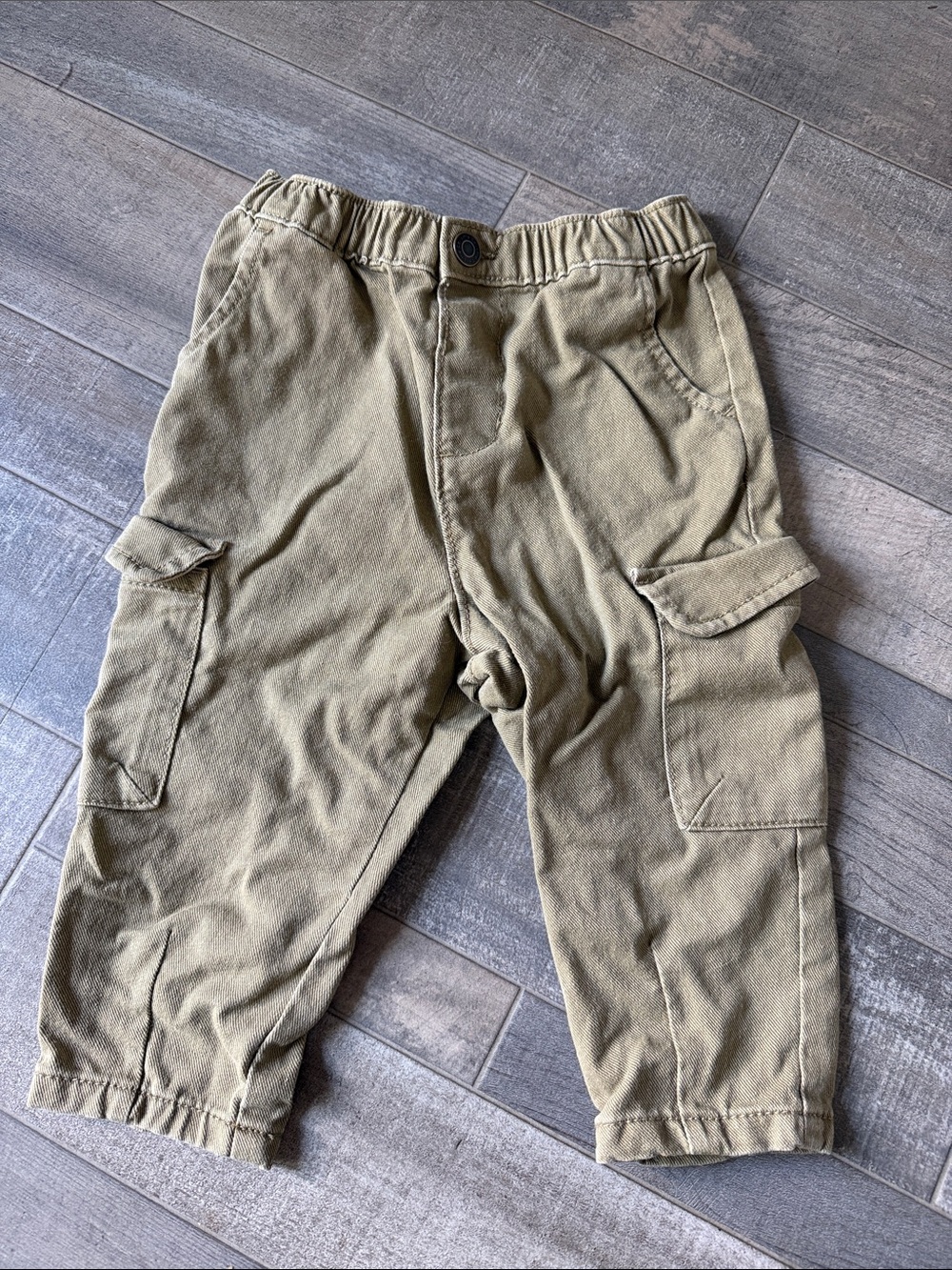 Kids Casual Cargo Pants in Olive - Soft Stretch Waist